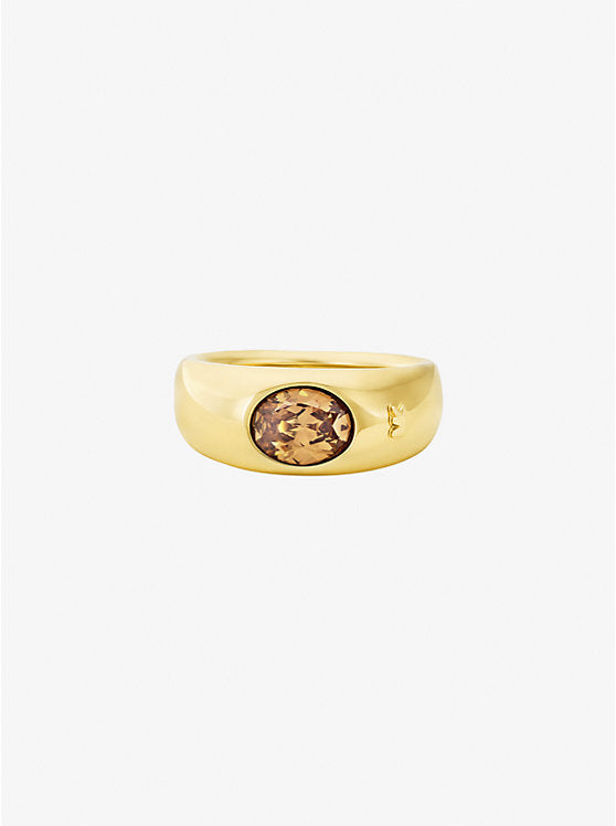 Michael Kors Precious Metal-Plated Cubic Zirconia Signet Ring