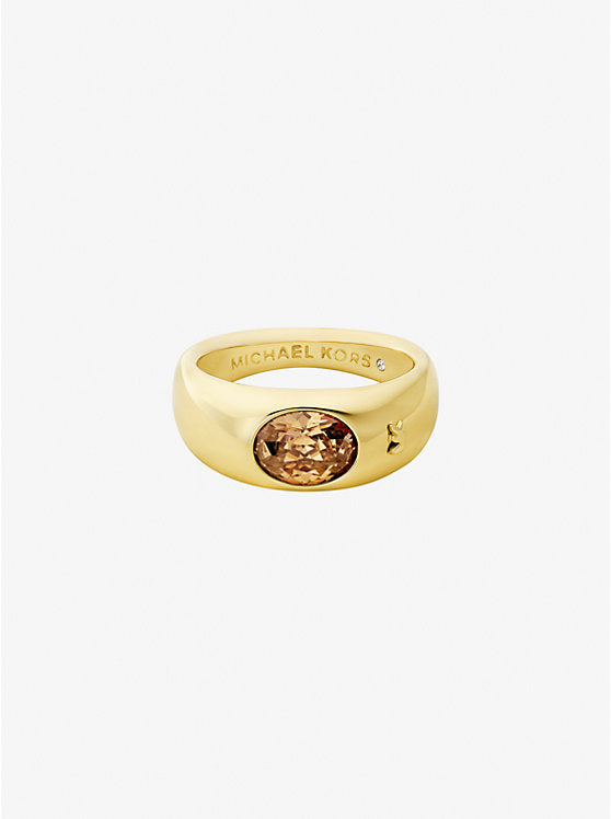 Michael Kors Precious Metal-Plated Cubic Zirconia Signet Ring