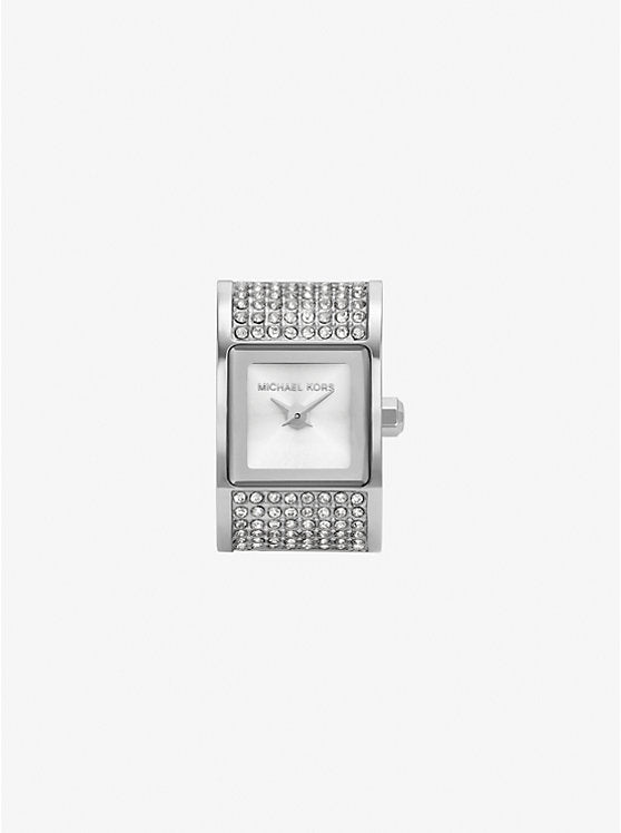 Michael Kors Darrington Pavé Silver-Tone Ring Watch