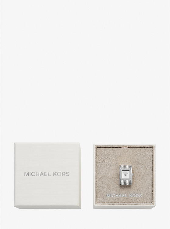 Michael Kors Darrington Pavé Silver-Tone Ring Watch