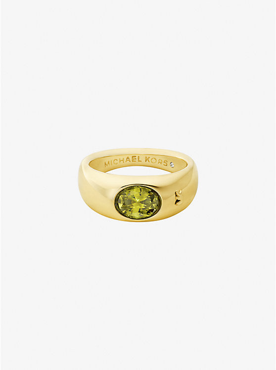 Michael Kors Precious Metal-Plated Cubic Zirconia Signet Ring