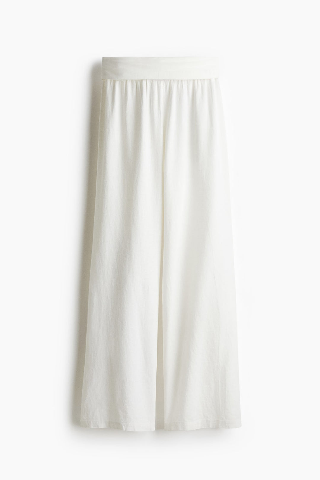 H&M Foldover-Waist Linen-Blend Pants
