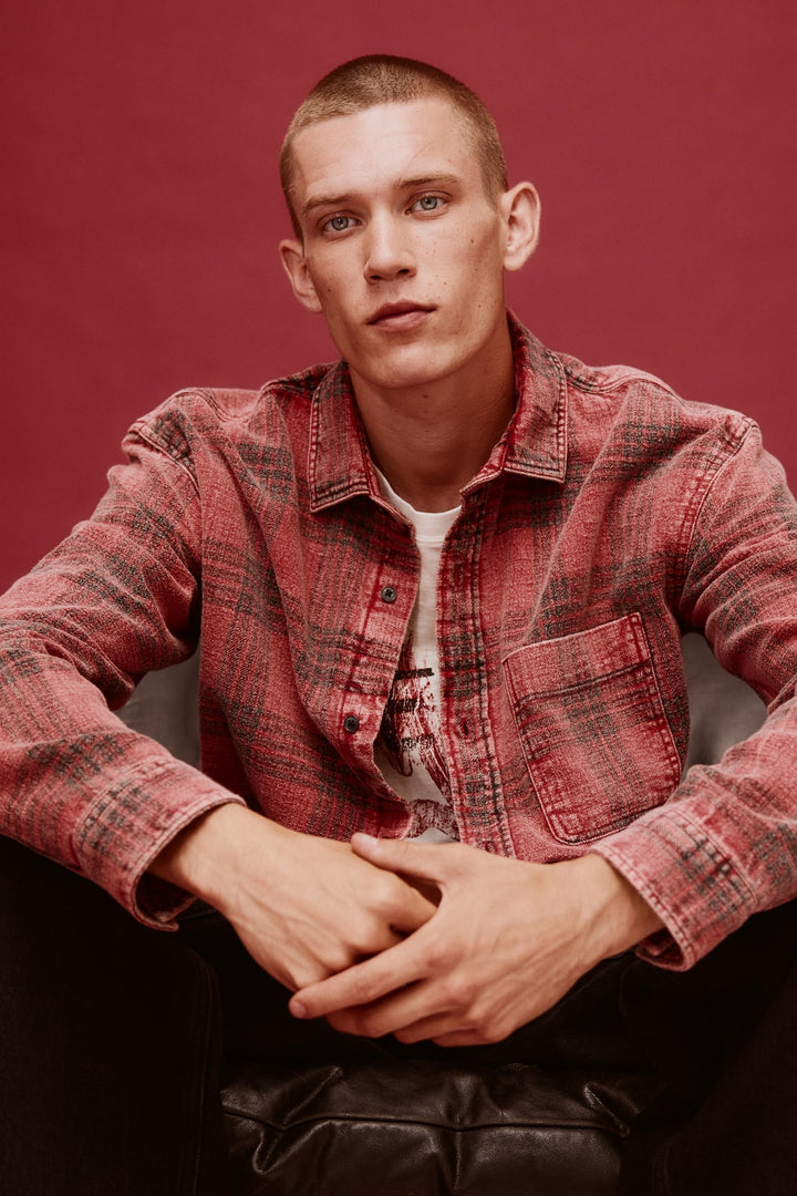 H&M Loose-Fit Washed Flannel Shirt