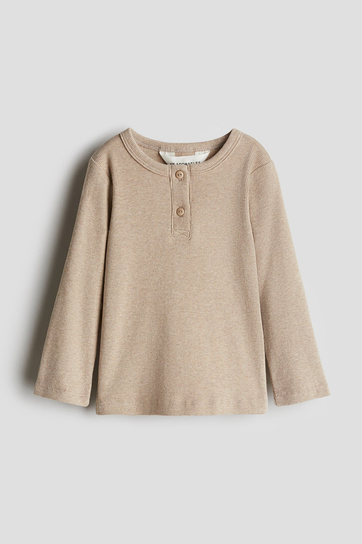 H&M Ribbed Cotton Henley Shirt