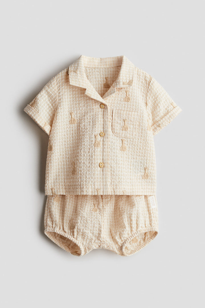 H&M x Sophie la girafe 2-Piece Cotton Seersucker Set