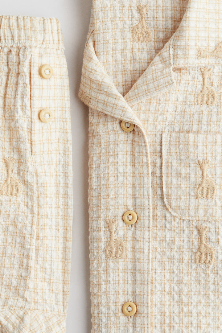 H&M x Sophie la girafe 2-Piece Cotton Seersucker Set