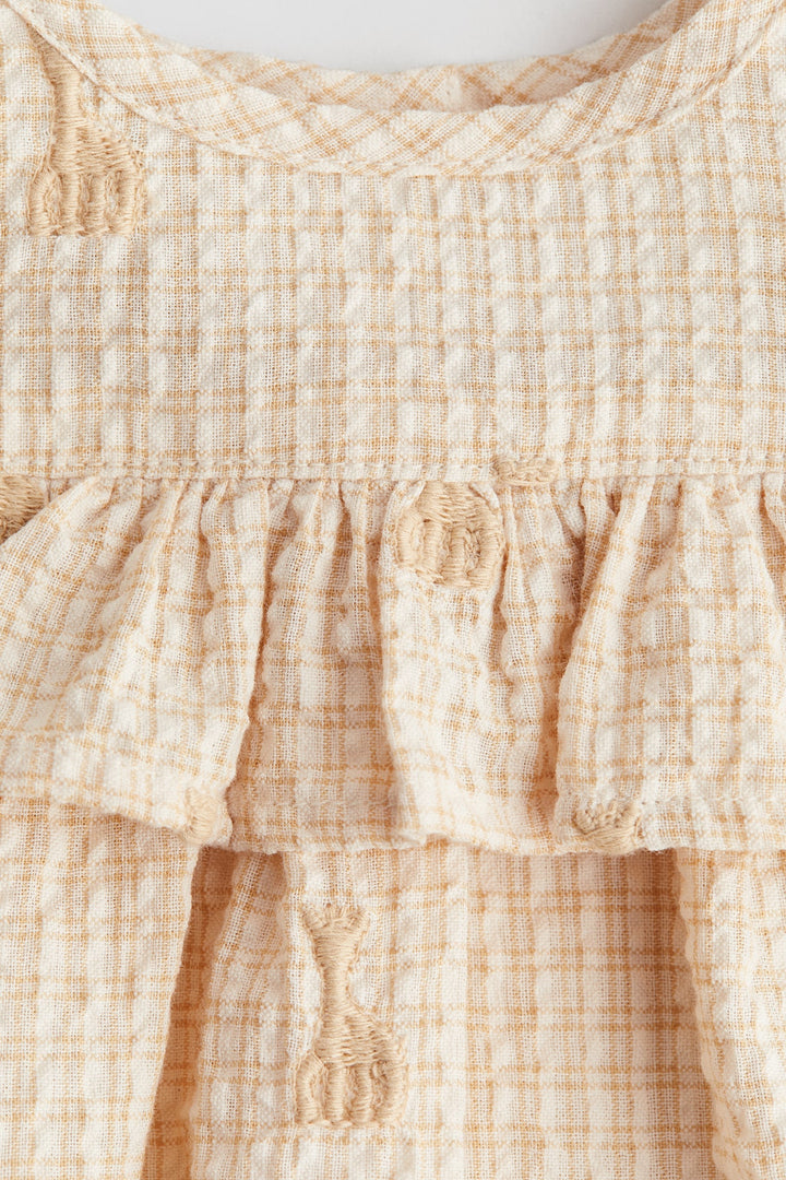 H&M x Sophie la girafe Embroidered-Detail Seersucker Dress