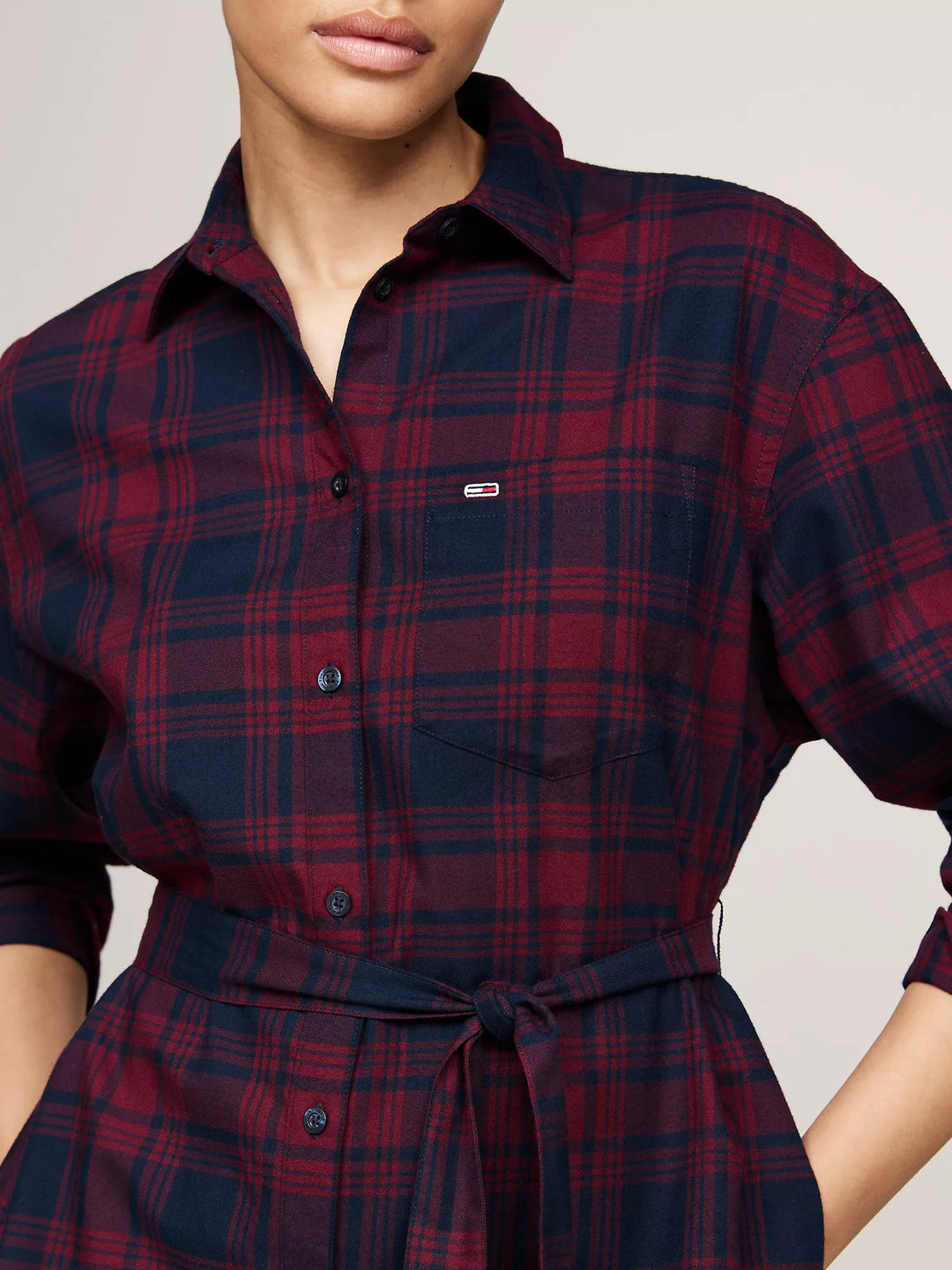 Tommy Hilfiger Belted Check Mini Shirtdress