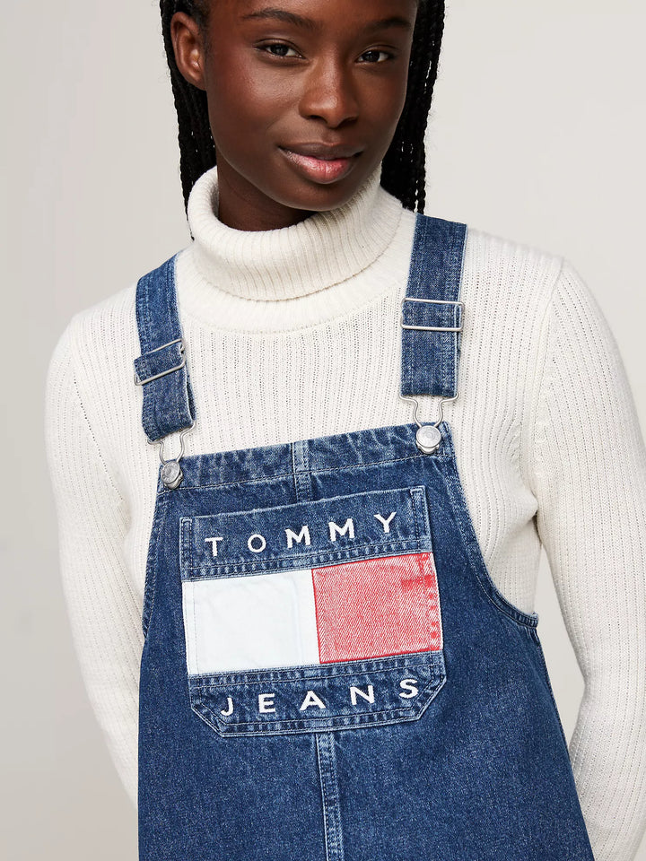 Tommy Hilfiger Flag Logo Denim Overall Dress