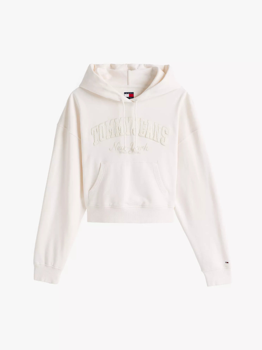 Tommy Hilfiger Embroidered Flocked Logo Cropped Hoodie