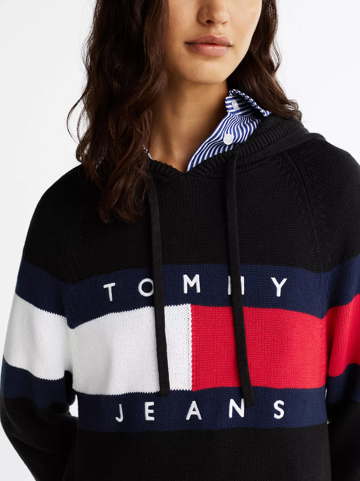 Tommy Hilfiger Hooded Flag Mini Sweater Dress