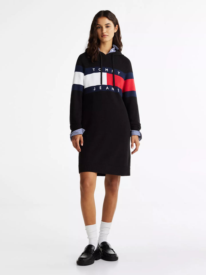 Tommy Hilfiger Hooded Flag Mini Sweater Dress