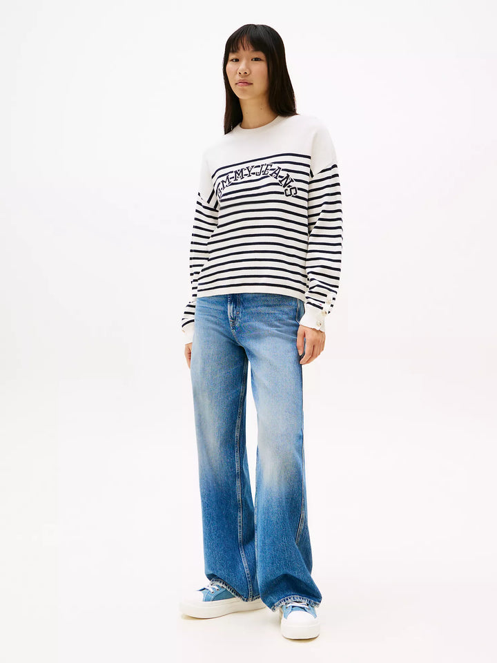 Tommy Hilfiger Stripe Stitched Varsity Logo Sweater