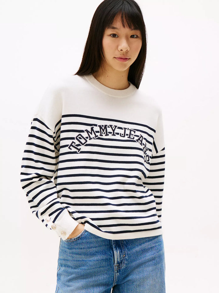 Tommy Hilfiger Stripe Stitched Varsity Logo Sweater