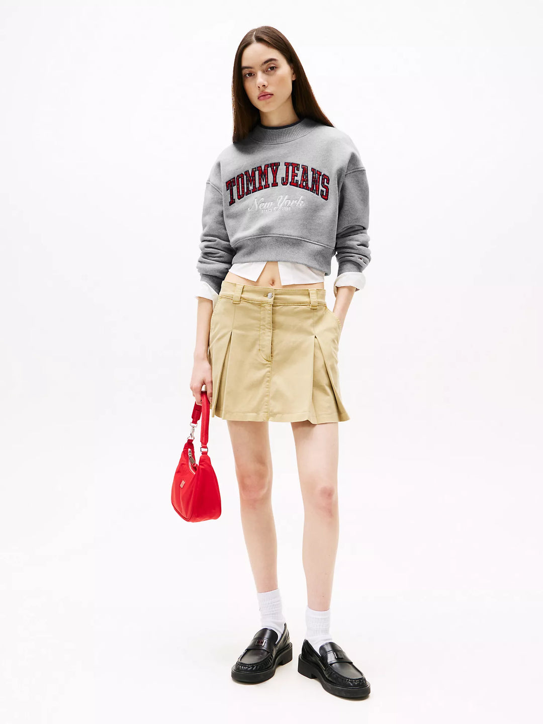 Tommy Hilfiger Embroidered Plaid Cropped Sweatshirt