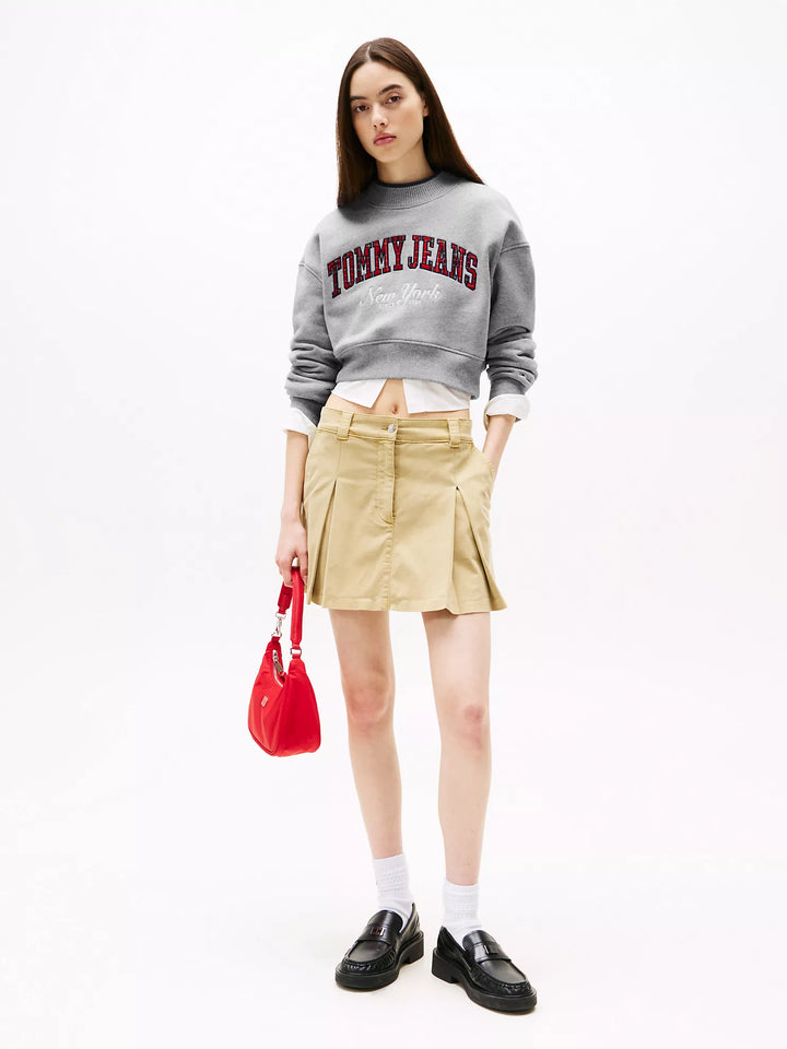 Tommy Hilfiger Embroidered Plaid Cropped Sweatshirt