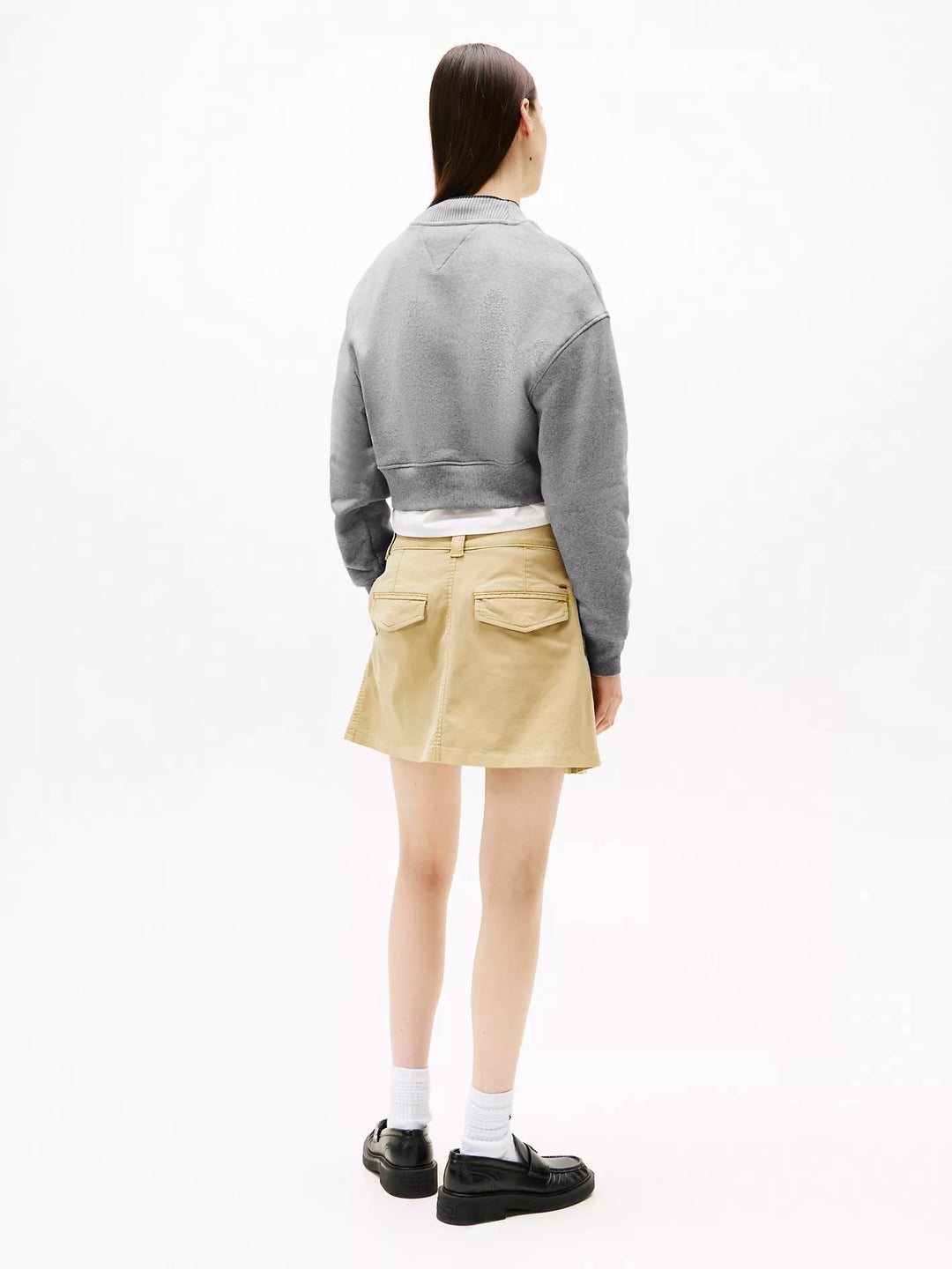 Tommy Hilfiger Embroidered Plaid Cropped Sweatshirt