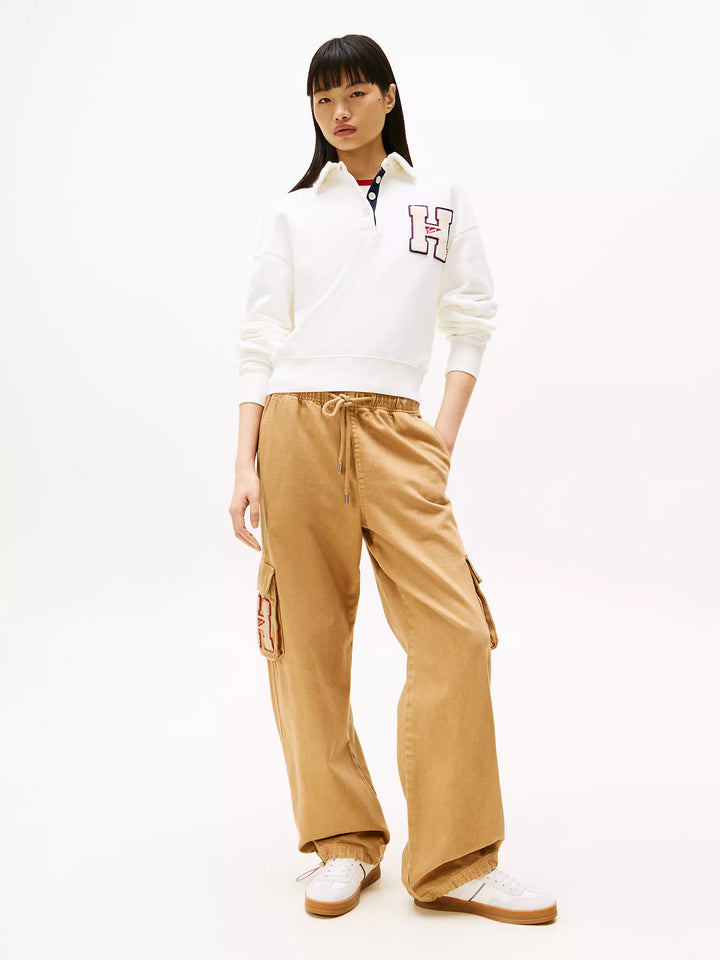 Tommy Hilfiger Embroidered Flocked Logo Polo Sweatshirt