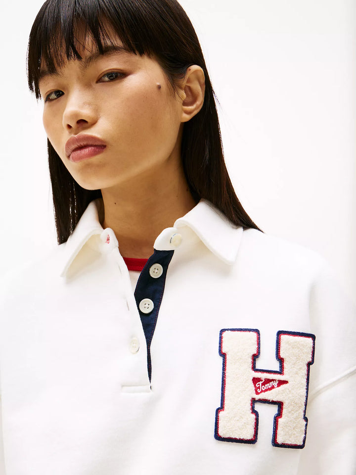 Tommy Hilfiger Embroidered Flocked Logo Polo Sweatshirt
