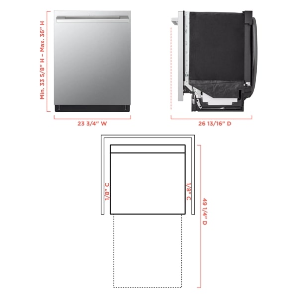 LG SDWB24S3 LG STUDIO Smart Top Control Dishwasher with 1-Hour Wash & Dry, QuadWash® Pro, TrueSteam® and Dynamic Heat Dry™