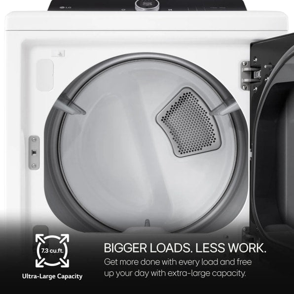 LG DLGX8601WE 7.3 cu.ft. Ultra Large High Efficiency Gas TurboSteam™ LG EasyLoad™ Door, Wi-Fi Connectivity, White