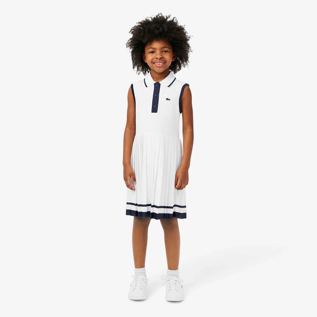 Lacoste Kids' Stretch Piqué Pleated Polo Dress