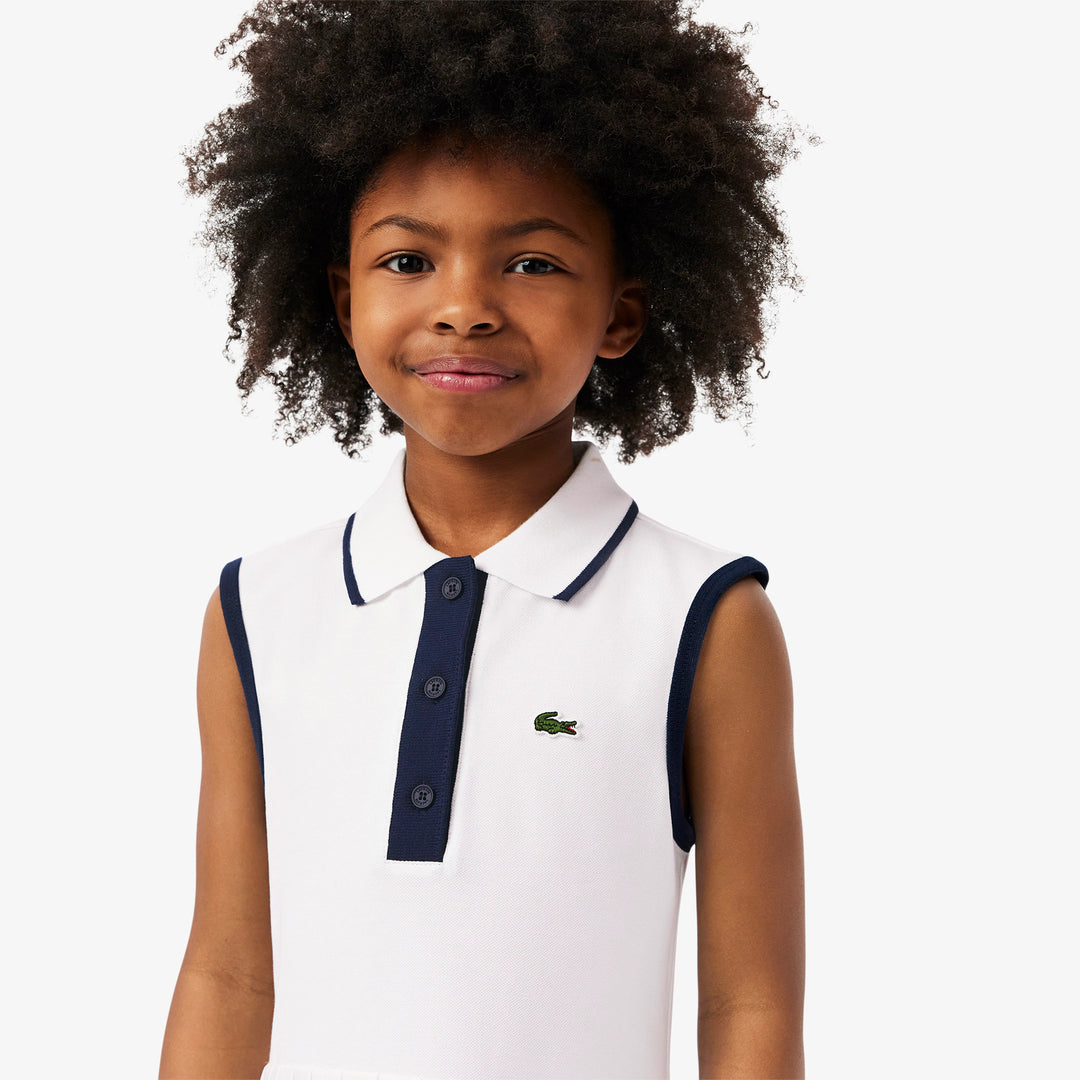 Lacoste Kids' Stretch Piqué Pleated Polo Dress