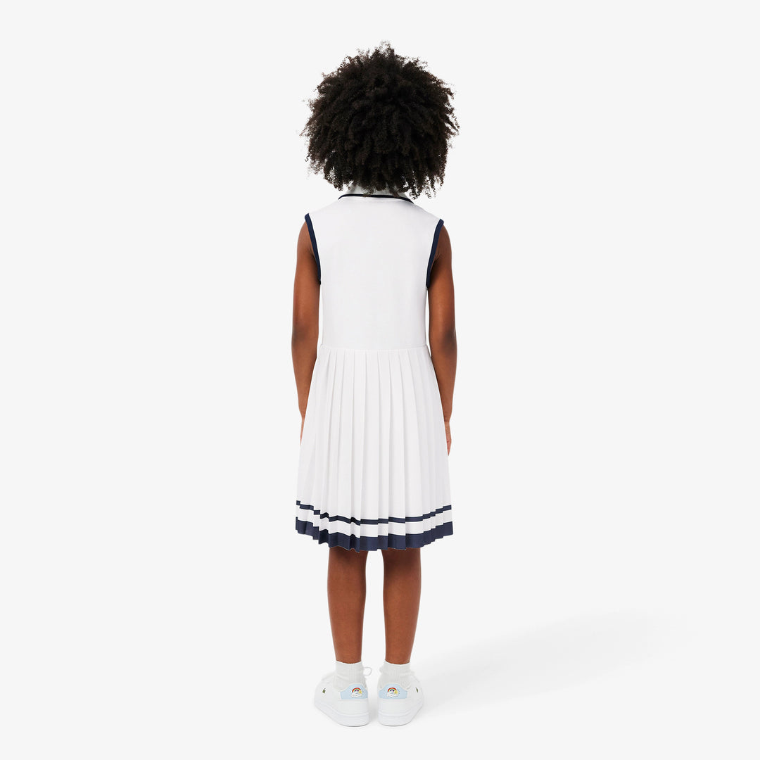 Lacoste Kids' Stretch Piqué Pleated Polo Dress
