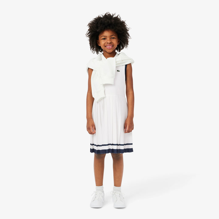 Lacoste Kids' Stretch Piqué Pleated Polo Dress