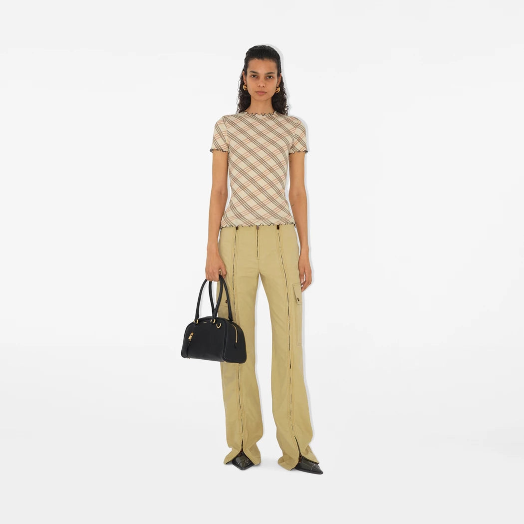 Burberry Check Stretch Cotton T-shirt