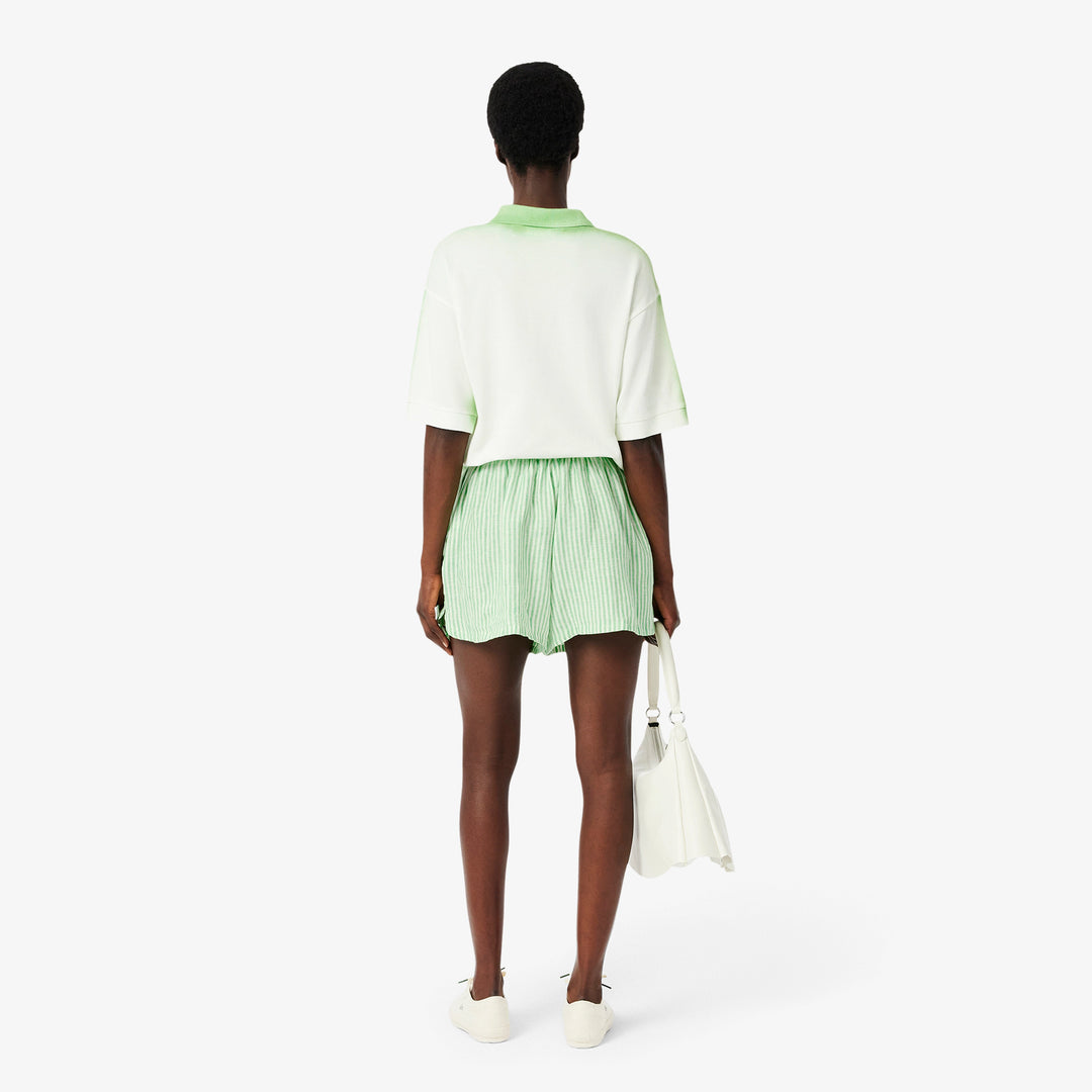 Lacoste Women's Relaxed Fit Striped Linen Shorts