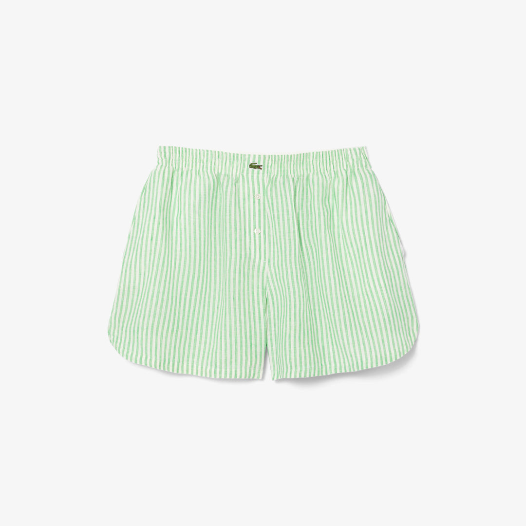 Lacoste Women's Relaxed Fit Striped Linen Shorts
