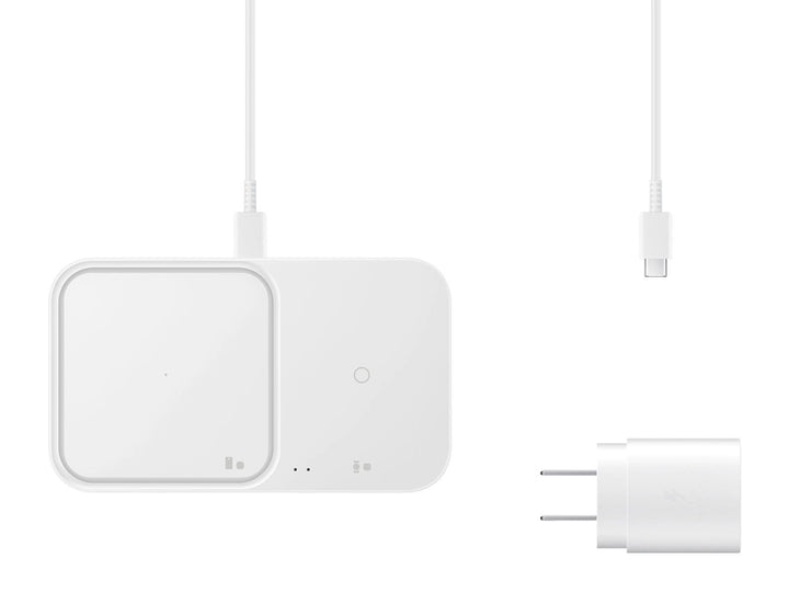 Samsung 15W Wireless Charger Duo with Travel Adapter, White