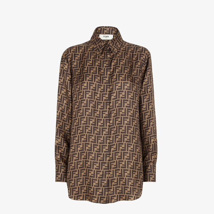 Fendi Brown FF silk shirt