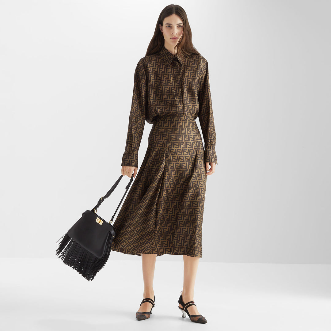 Fendi Brown FF silk shirt