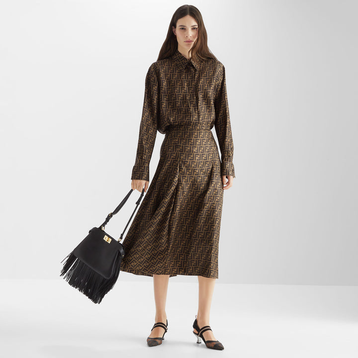 Fendi Brown FF silk shirt