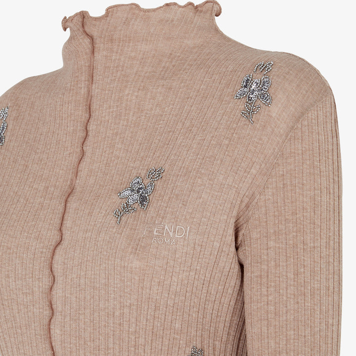 Fendi Brown jersey mock neck