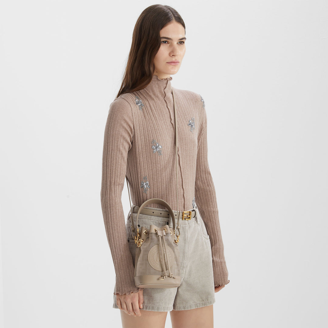 Fendi Brown jersey mock neck