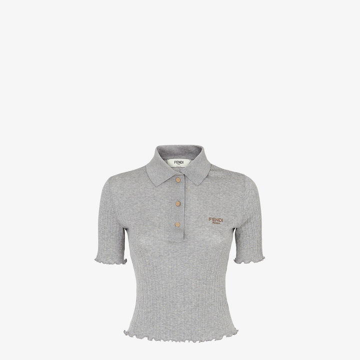 Fendi Light blue jersey polo shirt