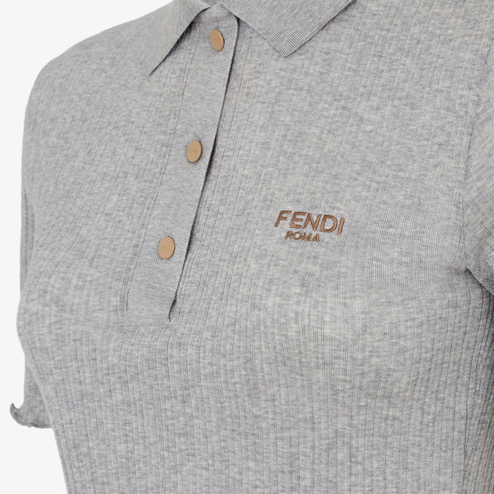 Fendi Light blue jersey polo shirt