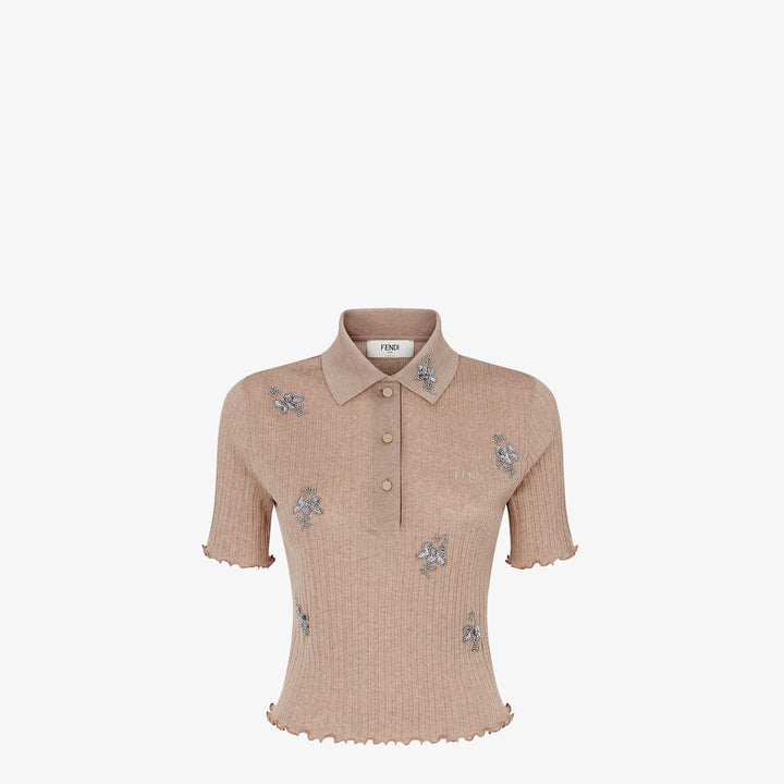 Fendi Brown jersey polo shirt