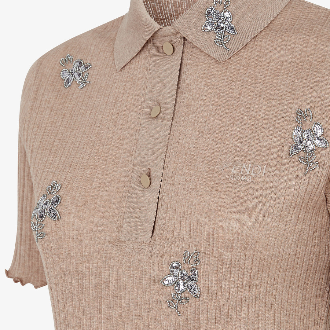 Fendi Brown jersey polo shirt