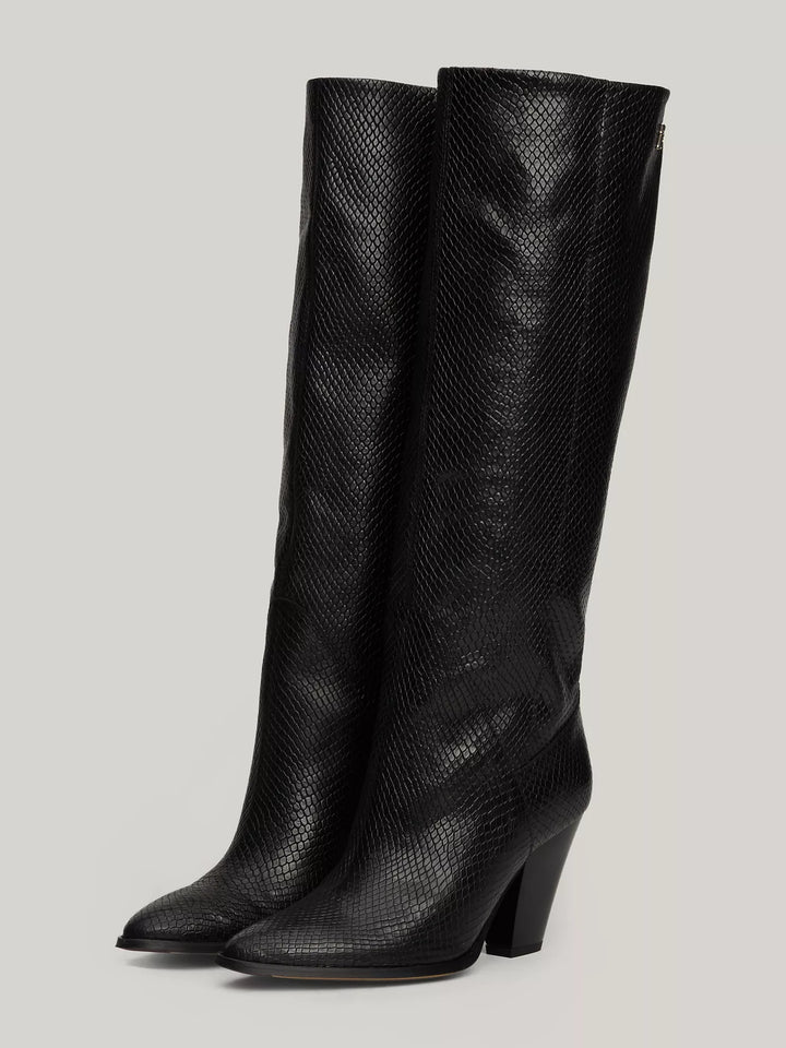 Tommy Hilfiger Snake Embossed Leather Cowboy Boot