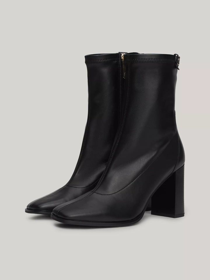 Tommy Hilfiger Leather Square Toe Block Heel Boot