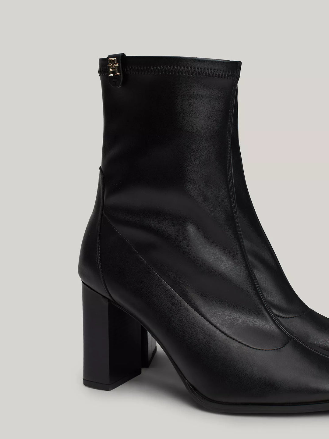 Tommy Hilfiger Leather Square Toe Block Heel Boot