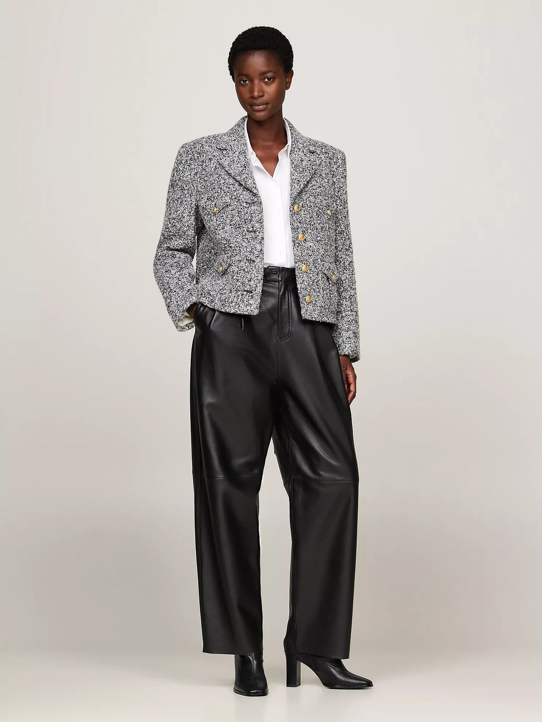 Tommy Hilfiger Leather Square Toe Block Heel Boot