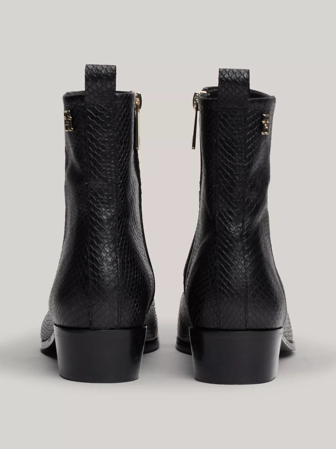 Tommy Hilfiger Snake Embossed Leather Ankle Cowboy Boot