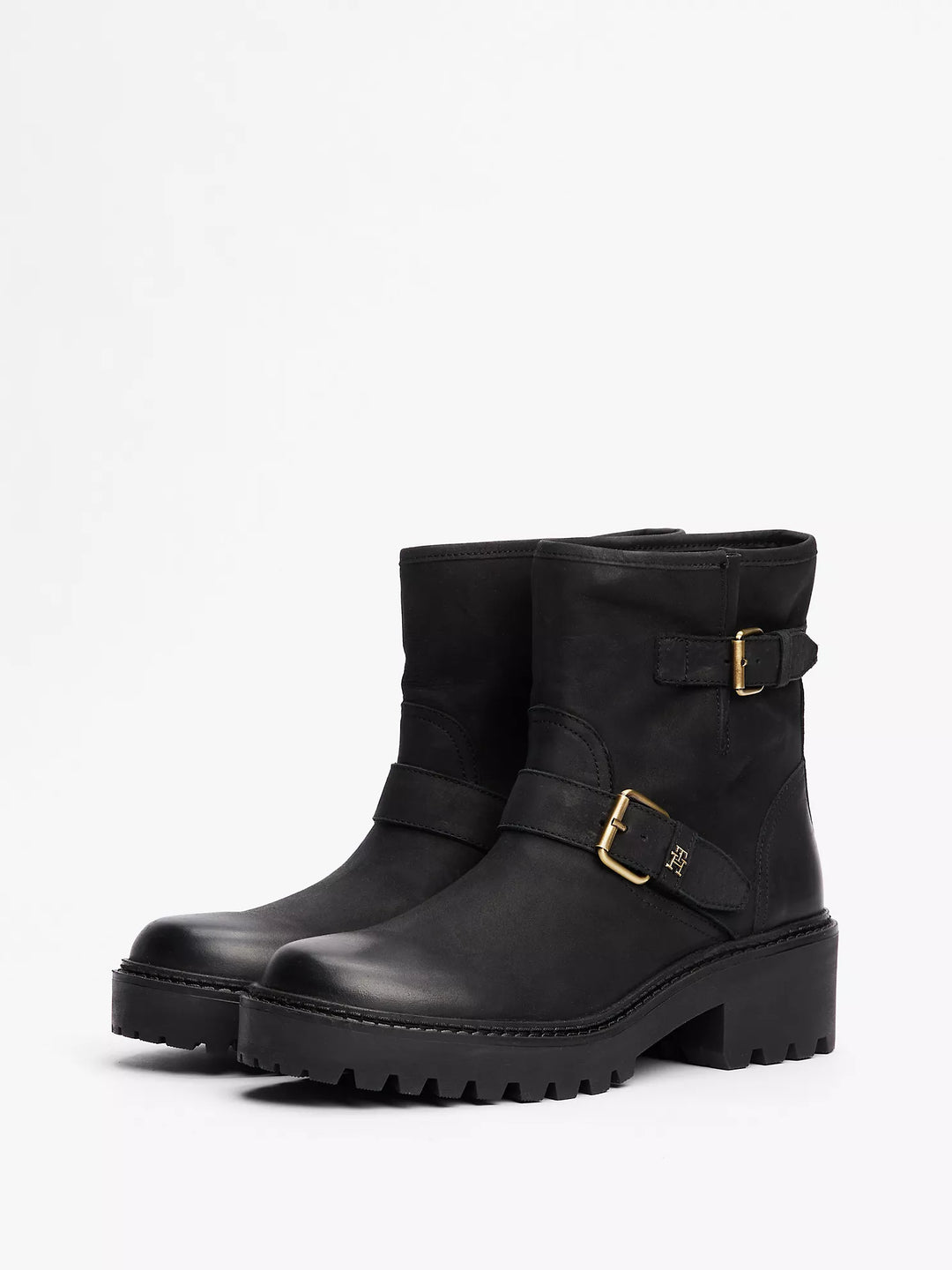 Tommy Hilfiger Double Buckle Leather Biker Boot