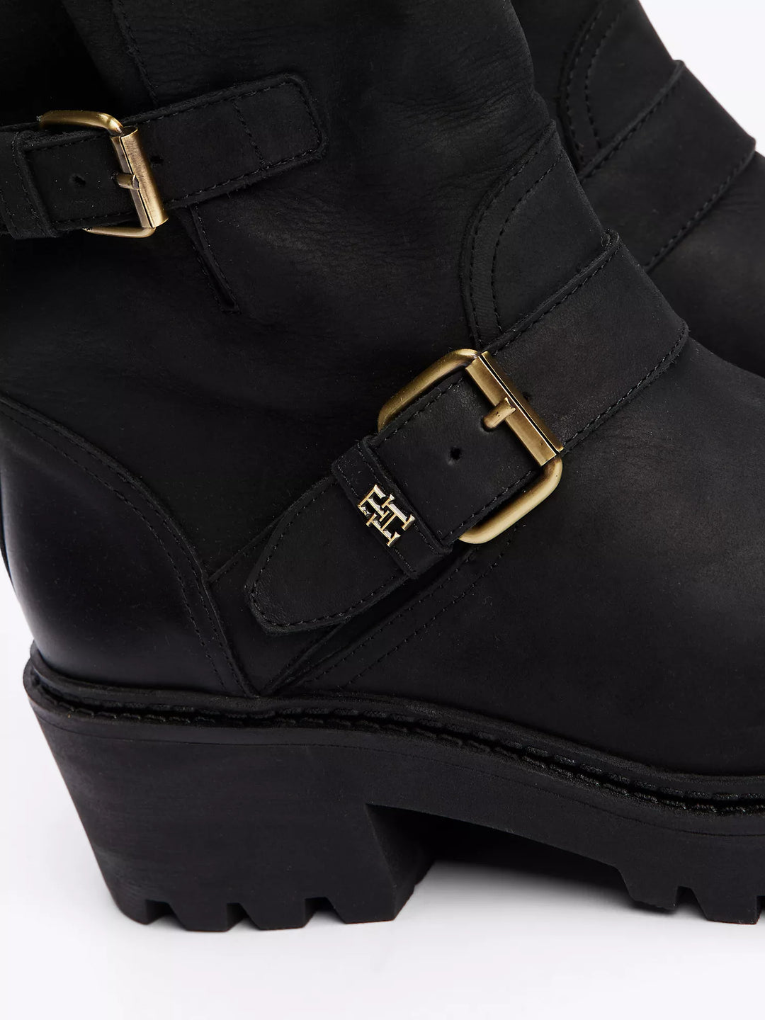 Tommy Hilfiger Double Buckle Leather Biker Boot