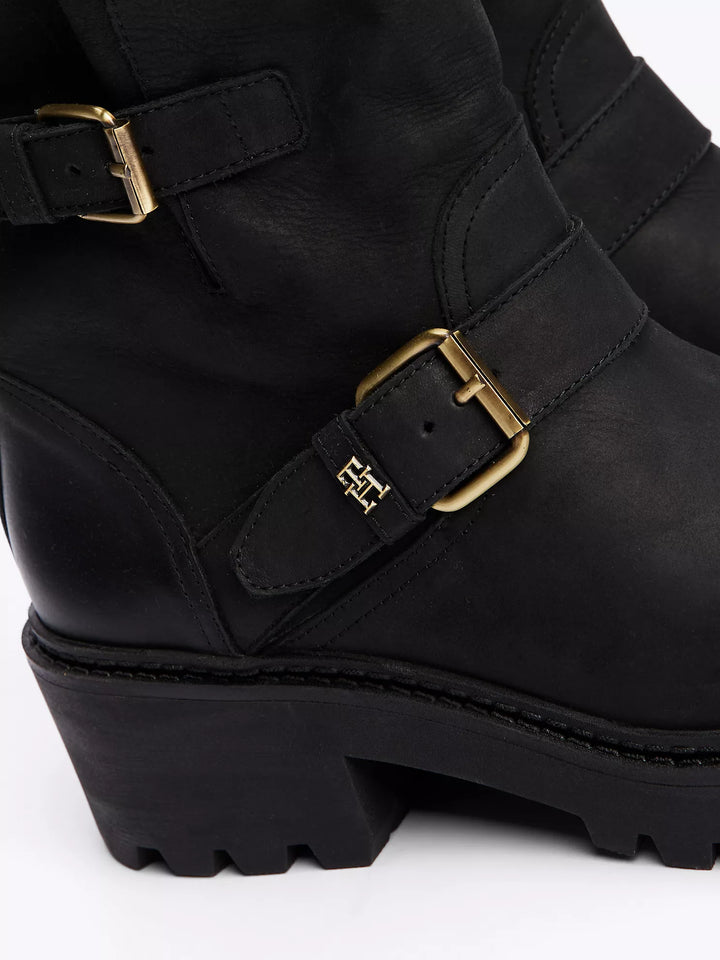 Tommy Hilfiger Double Buckle Leather Biker Boot